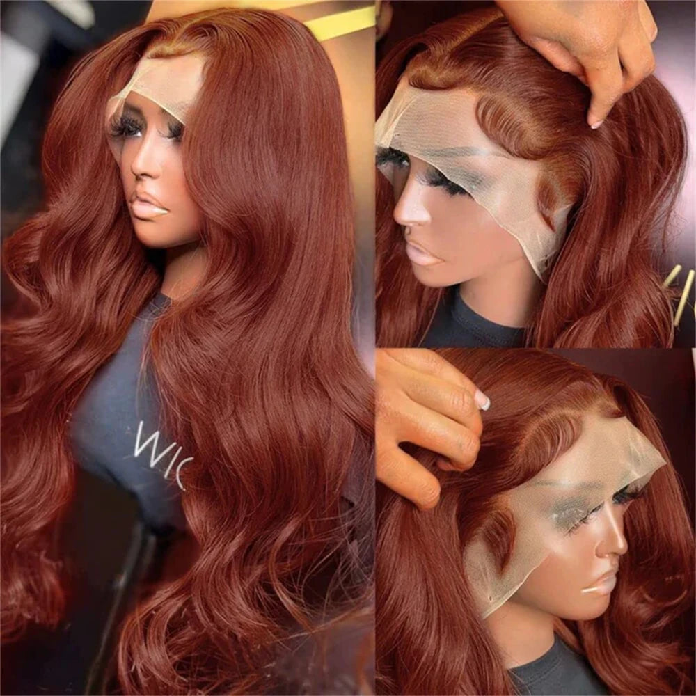 Dark Burgundy Lace Front Wigs Synthetic Body Wave Lace Wigs for Women Deep Purple 13X4 HD Lace Front Wigs T Part Glueless Wig
