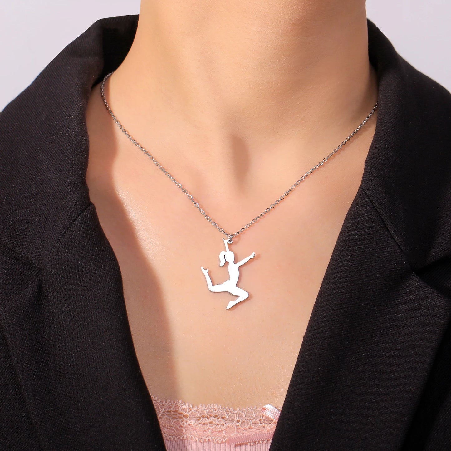 Rhythmic Gymnastics Necklace Women Trend 2025 Gymnast Stainless Steel Jewelry BFF Dancer Girl Sport Accessories Mother Day Gift