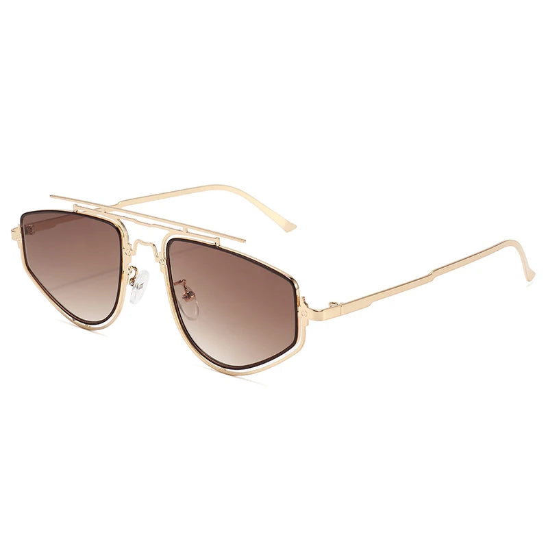 SHAUNA Retro Double Bridges Cat Eye Metal Frame Men Sunglasses Fashion Gradient Mirror Shades UV400 Women Outdoor Sun Glasses