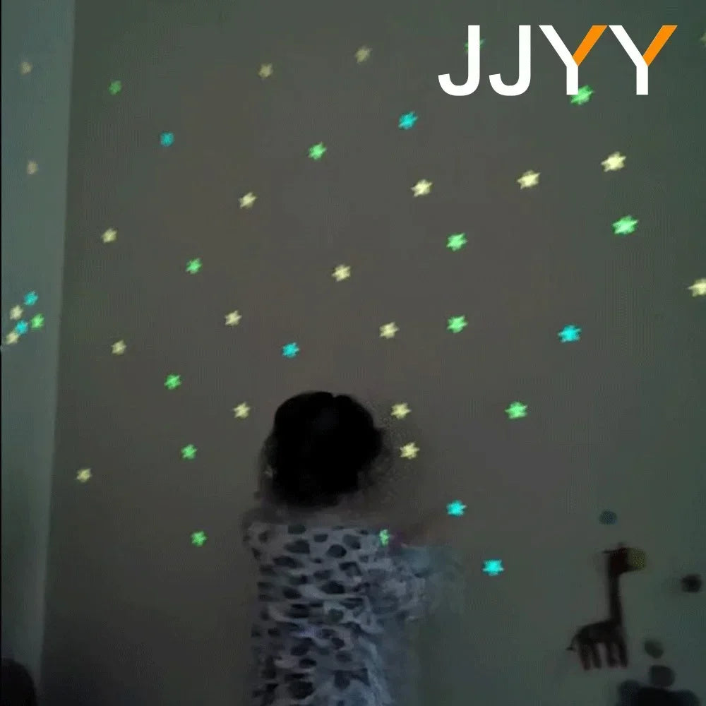 100Pcs Stars and The Moon Luminous Stickers Fluorescent Stickers Dormitory Home Childrens Room Decoration DIY  Wall Stickers