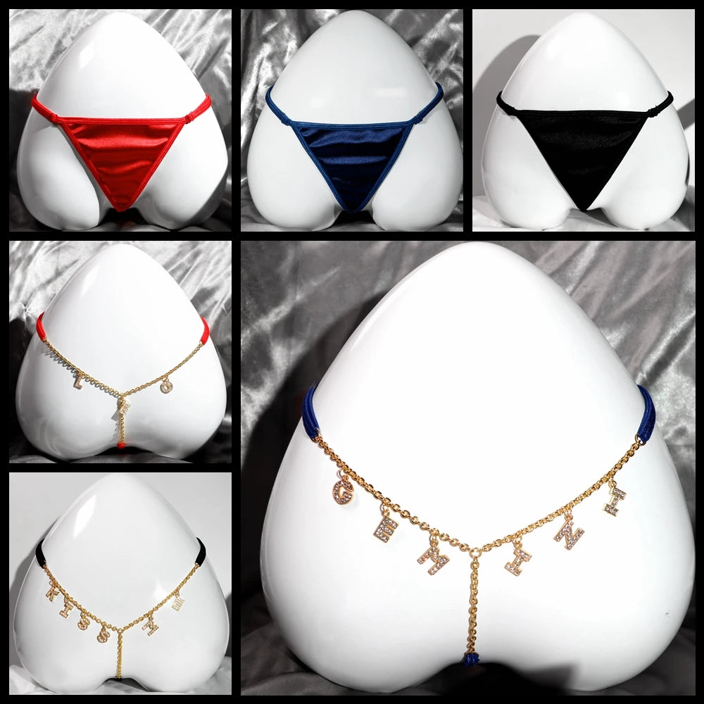 Colorful Customized Thong A-Z Letter Name Waist Body Chain For Women Sexy Underwear Bikini Panties DIY Body Jewelry Dropshipping