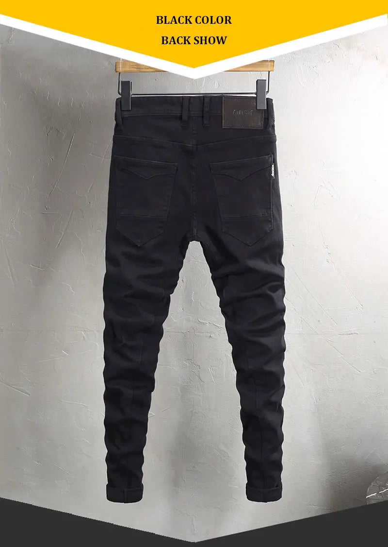 Fashion Vintage Men Jeans Camo Trousers Elastic Slim Fit Hip Hop Jeans Men Spliced Designer Casual Denim Pants