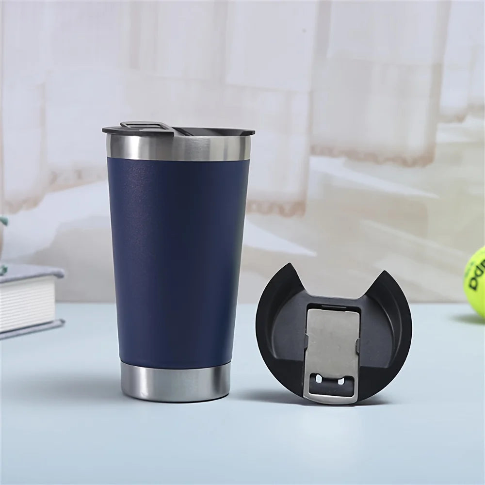 Stylusella Tumbler 16oz/480ml Stainless Steel Beer Mug, Double Wall Vacuum Insulated Tumbler, Cup Lid with Bottle Opener, Keeps