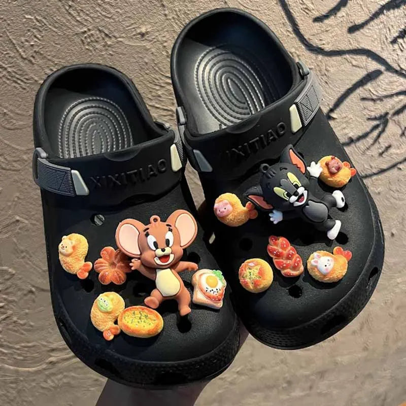 Funny MINISO Cartoon Jerry Shoe Charms Accessories Anime Shoe Decoration for Clog Sandal Buckle Holiday Party Gifts