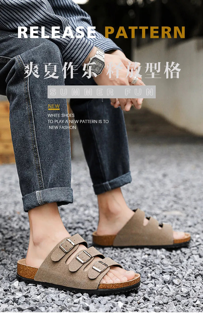 Men's Summer Sandals for Men 2024 Adult Leather Men's Sandal Man Beach Sandals Original Brands Shoes Trend Trending Comfortable