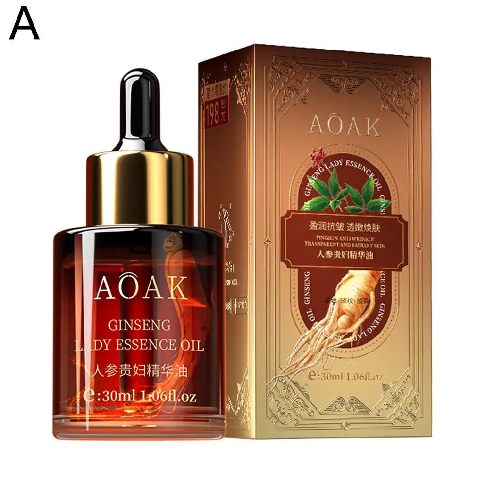 30ml Double Rose Petal Radiance Essence Oil Facial Care Tightening Moisturizing Ginseng Essential Oil Face Serum Korean Skin Car