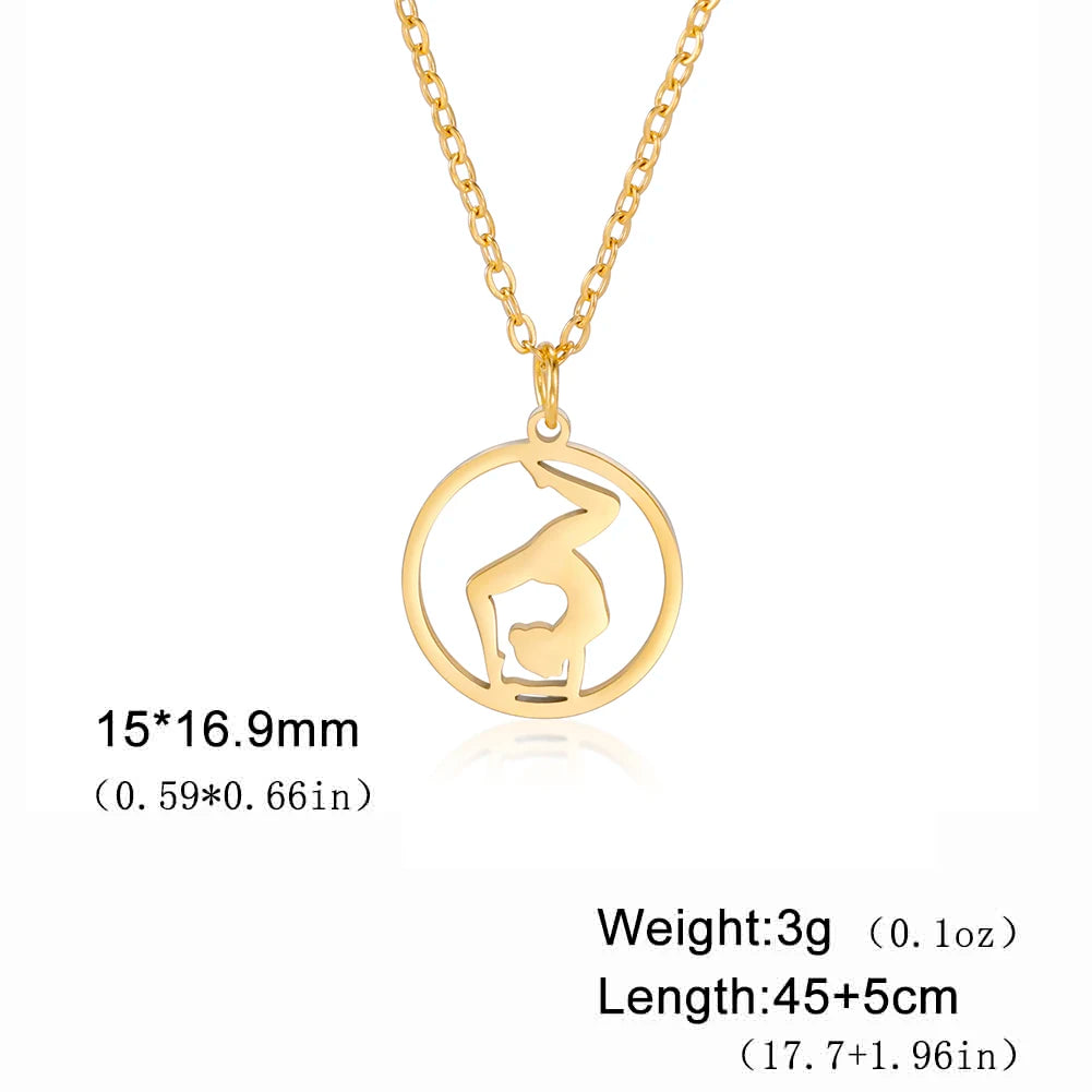 Rhythmic Gymnastics Necklace Women Trend 2025 Gymnast Stainless Steel Jewelry BFF Dancer Girl Sport Accessories Mother Day Gift