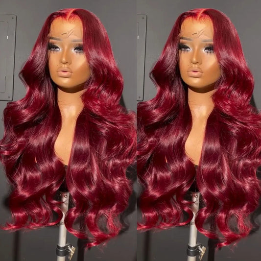 13x6 Lace Front Wigs Human Hair 200% Density 99j Burgundy Lace Front Wigs Human Hair 28 inch Body Wave Lace Front Wigs Brazilian