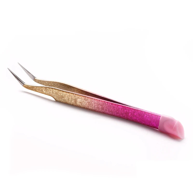 Double Ended Silicone Nail Art Tweezers with Pressing Head, Stickers, Rhinestones Pick Up Clip, Eyelash Extension, Makeup Tools