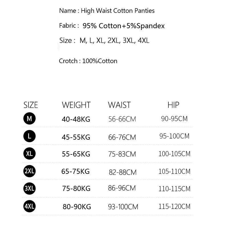 3Pcs/Set Cotton Women's Panties High Waist Body Shaper Underwear Plus Size M-4XL Underpants Soft Panty Slimming Female Briefs
