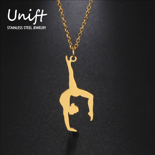 Rhythmic Gymnastics Necklace Women Trend 2025 Gymnast Stainless Steel Jewelry BFF Dancer Girl Sport Accessories Mother Day Gift