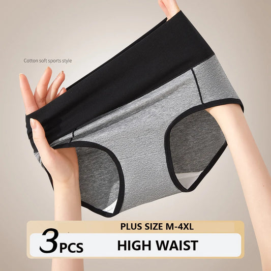 3Pcs/Set Cotton Women's Panties High Waist Body Shaper Underwear Plus Size M-4XL Underpants Soft Panty Slimming Female Briefs