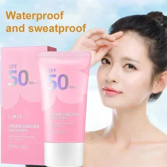 LAIKOU SPF 50 PA+++ Sakura Sunscreen For Face Body Neck Solar Blocker Long-Lasting Sun Block Facial Sunscreen Sun Cream 50g