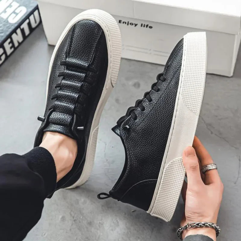 White Sneakers for Men 2024 Spring Fashion Casual Lace Up Round Toe Flat mens Running Sport Shoes Zapatillas Deportivas Hombre