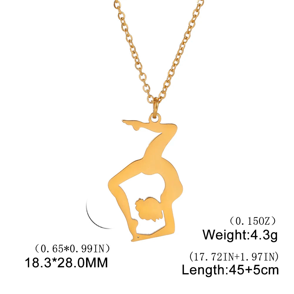 Rhythmic Gymnastics Necklace Women Trend 2025 Gymnast Stainless Steel Jewelry BFF Dancer Girl Sport Accessories Mother Day Gift