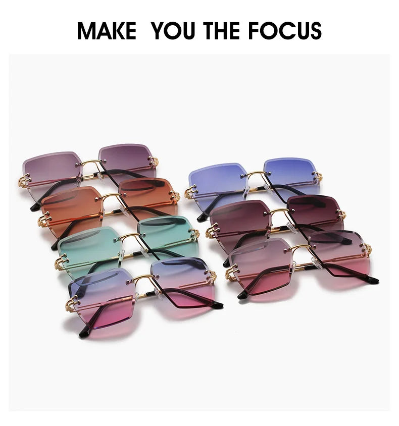 2024 Trendy Polygonal Gradient Men Sunglasses New Frameless Cut Edge Sunglasses for Women Sunscreen and Shading Sunglasses