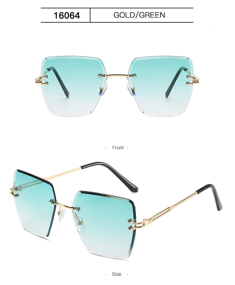2024 Trendy Polygonal Gradient Men Sunglasses New Frameless Cut Edge Sunglasses for Women Sunscreen and Shading Sunglasses