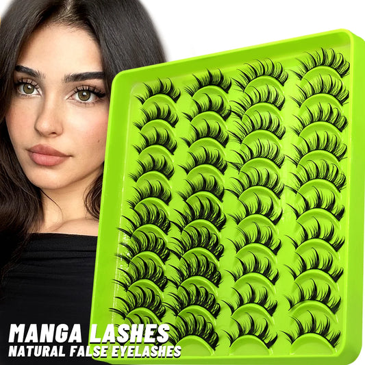 GROINNEYA New Natural Manga Lashes 5/7/20 Pairs 3D Mink Lashes Soft Cross Wispy False Eyelashes Eyelash Extension Makeup Tools