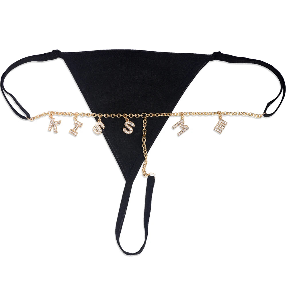 Colorful Customized Thong A-Z Letter Name Waist Body Chain For Women Sexy Underwear Bikini Panties DIY Body Jewelry Dropshipping