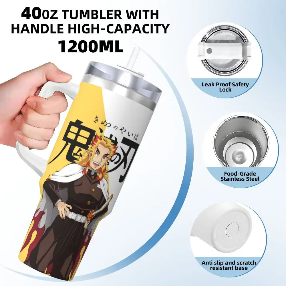 Demon Slayer 40 oz Tumbler with Handle and Straw Lid Stainless Steel Insulated Tumblers Travel