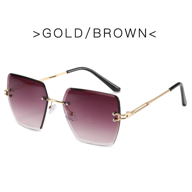 2024 Trendy Polygonal Gradient Men Sunglasses New Frameless Cut Edge Sunglasses for Women Sunscreen and Shading Sunglasses