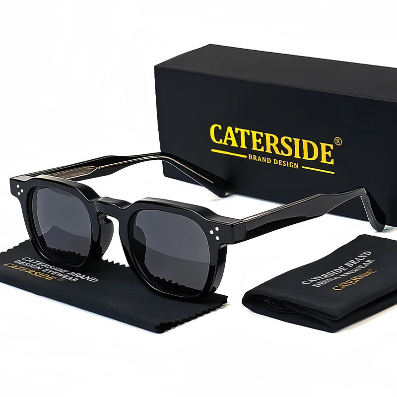 CATERSIDE Retro Square Men Sunglasses Punk Small Frame Personalized Design Sun Glasses Women Travel Party Business Festival Gift