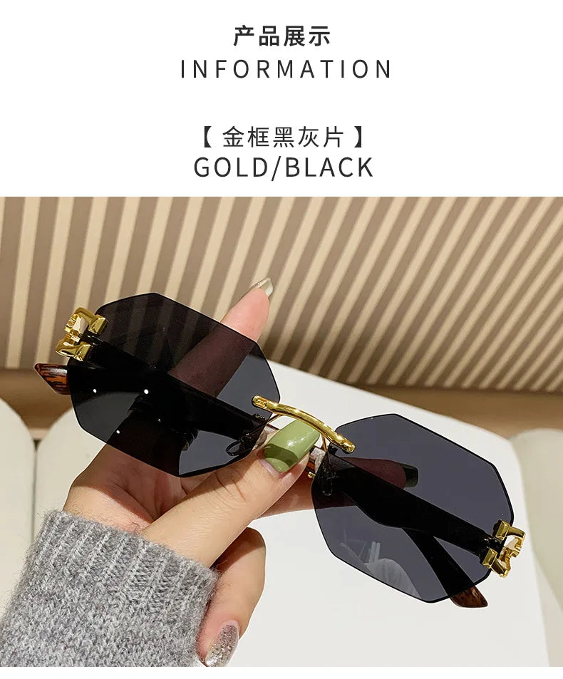 1 Pc Fashionable Trendy Women Men Sunglasses Frameless Rectangular Personalized Sunglasses Gradient Sun Glassesfor Daily Life ﻿