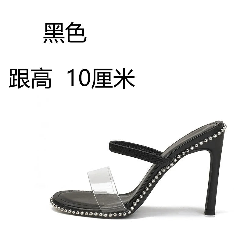 Female Sandal Black Shoes for Women High Heels All-Match Girls Sexy Beige High-heeled Comfort Fashion Low Real Back Strap Pumps