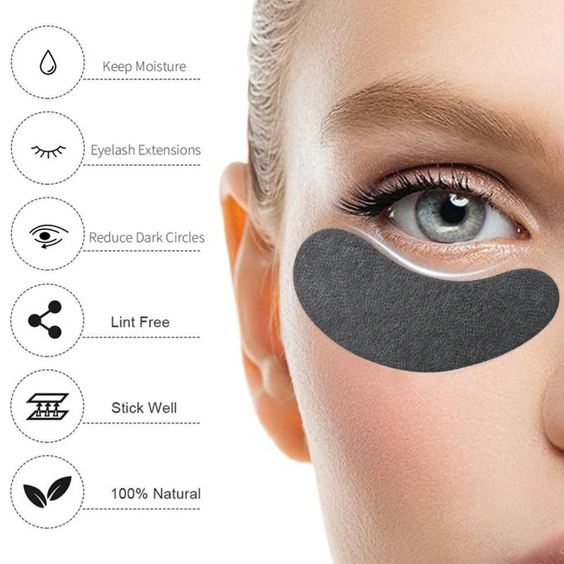 50 pairs/lot Gel Eye Pads Eyelashes Paper Patches For Eyelash Extension Eye Tips Sticker Wraps Black Patches Makeup Tools