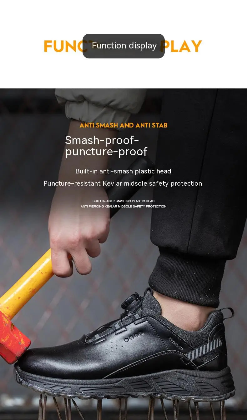 Rotating Button Security Protective Boots Men New Safety Shoes Men Anti-smash Anti-puncture Work Shoes Fashion Men Sport Shoes