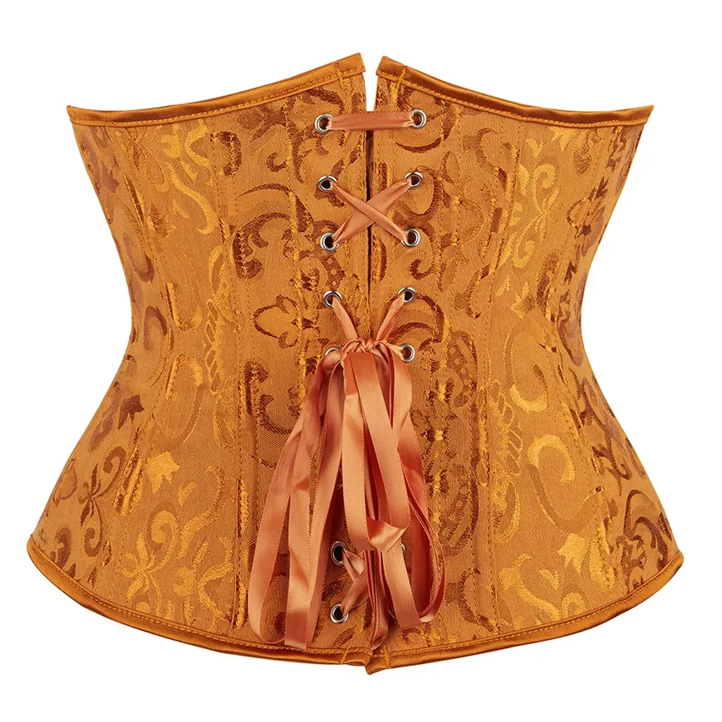 Women's Corset Underbust Floral Gothic Corsets Sexy Jacquard Bustiers Waist Trainer Bustier Woman Carnival Costume Plus Size