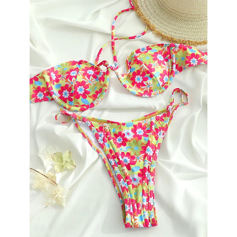 Push Up Swimsuit 2025 Bikinis Print Women Swimwear Cup Biquinis Brazilian Bikini Sets 2024 Bathing Suits Beach Wear Summer