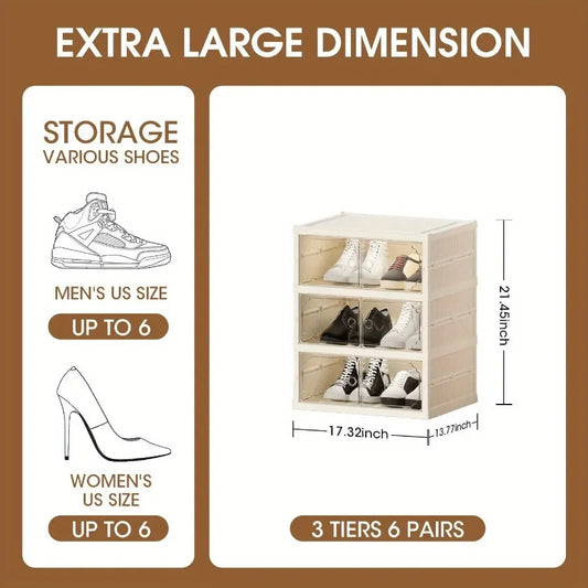1pc Portable Shoe Storage Shoe Rack Closet with Magnetic Clear Door Home Storage Box Storage Box Sneaker Cabinet Storage Box