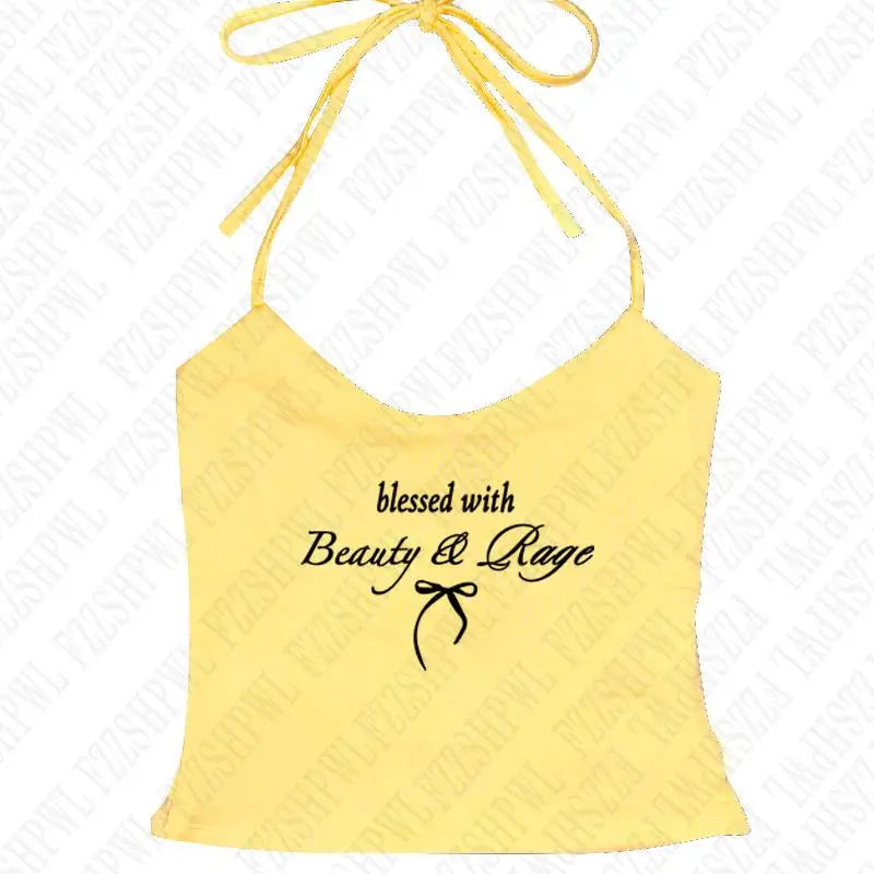 Women Y2k Tank Top Punk Harajuku Letter Print Goth Sexy Crop top Hip Hop Streetwear Sleeveless Top Punk Casual Sling Spice Girls