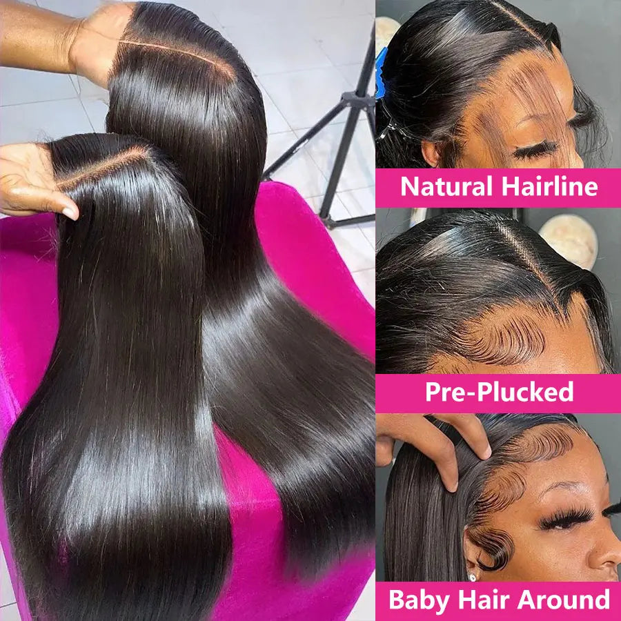 200 Density Transparent 13x6 Straight Lace Front Wig Brazilian Remy Human Hair 13x4 360 Lace Frontal Human Hair Wigs For Women