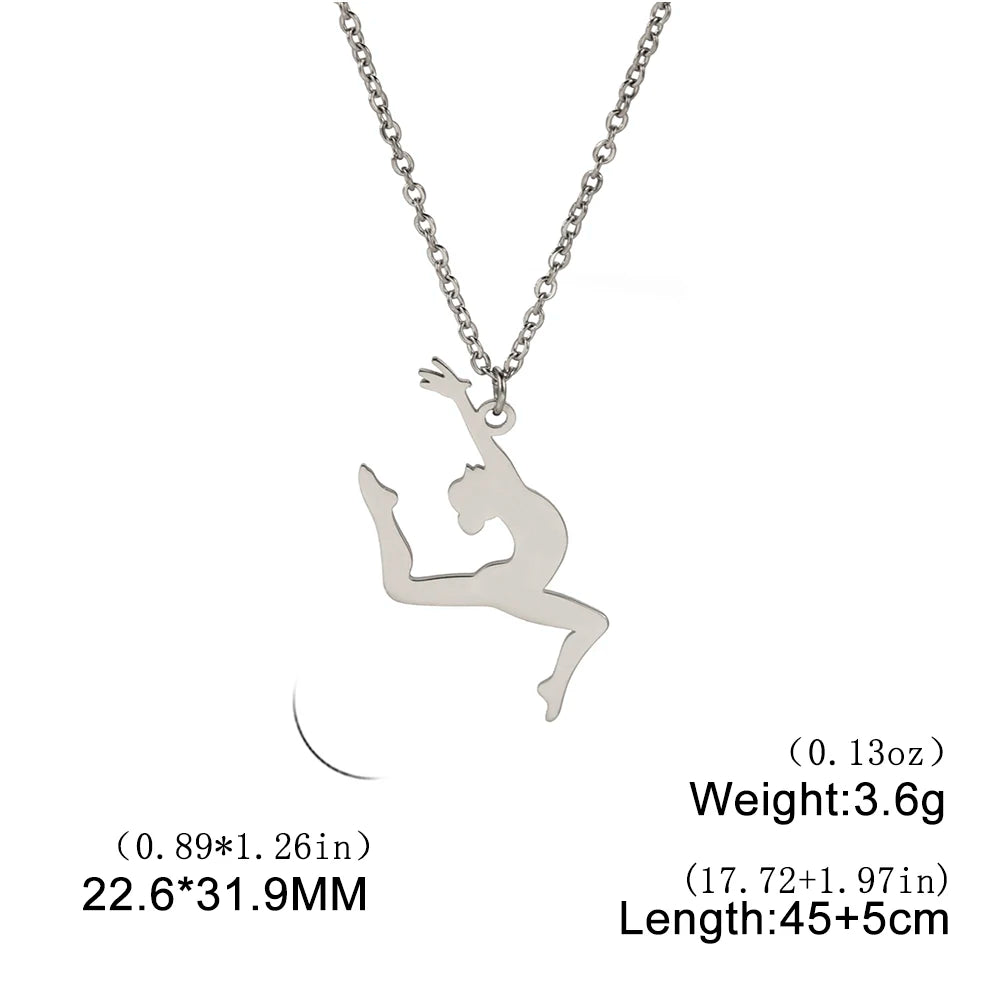 Rhythmic Gymnastics Necklace Women Trend 2025 Gymnast Stainless Steel Jewelry BFF Dancer Girl Sport Accessories Mother Day Gift