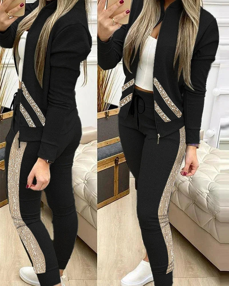 2025 Tracksuit suits 2 Piece Set Zipper Jacket+Long Pants Sports Suit Female Sweatshirt Sportswear Suit for Woman Clothing