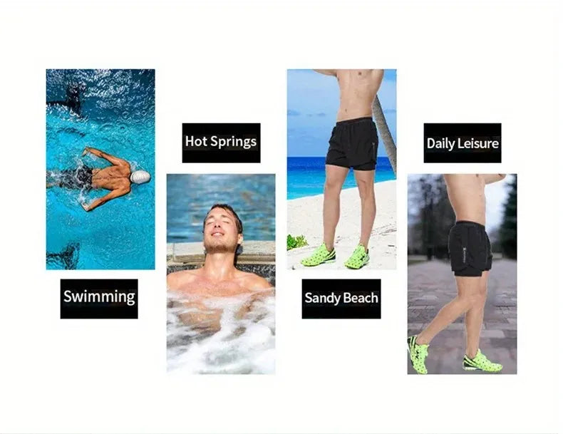 Men's Aloe Pants Athletic Shorts Two-Layer Swim Trunks: Quick-Drying, Stylish & Comfortably Fit for Beach, Pool & Hot Spring
