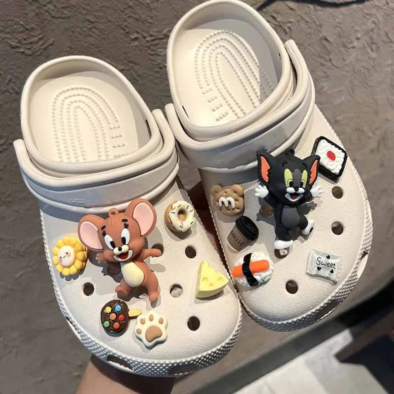 Funny MINISO Cartoon Jerry Shoe Charms Accessories Anime Shoe Decoration for Clog Sandal Buckle Holiday Party Gifts