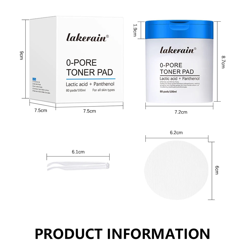 4.5% AHA Lactic Acid & 0.45% BHA 0-pore Toner Pad Salicylic Acid Dual-Textured Facial Toner Pads for Exfoliation and Pore Care