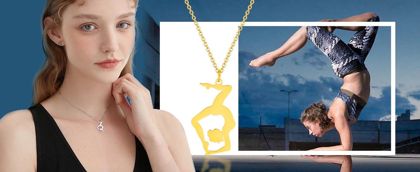 Rhythmic Gymnastics Necklace Women Trend 2025 Gymnast Stainless Steel Jewelry BFF Dancer Girl Sport Accessories Mother Day Gift