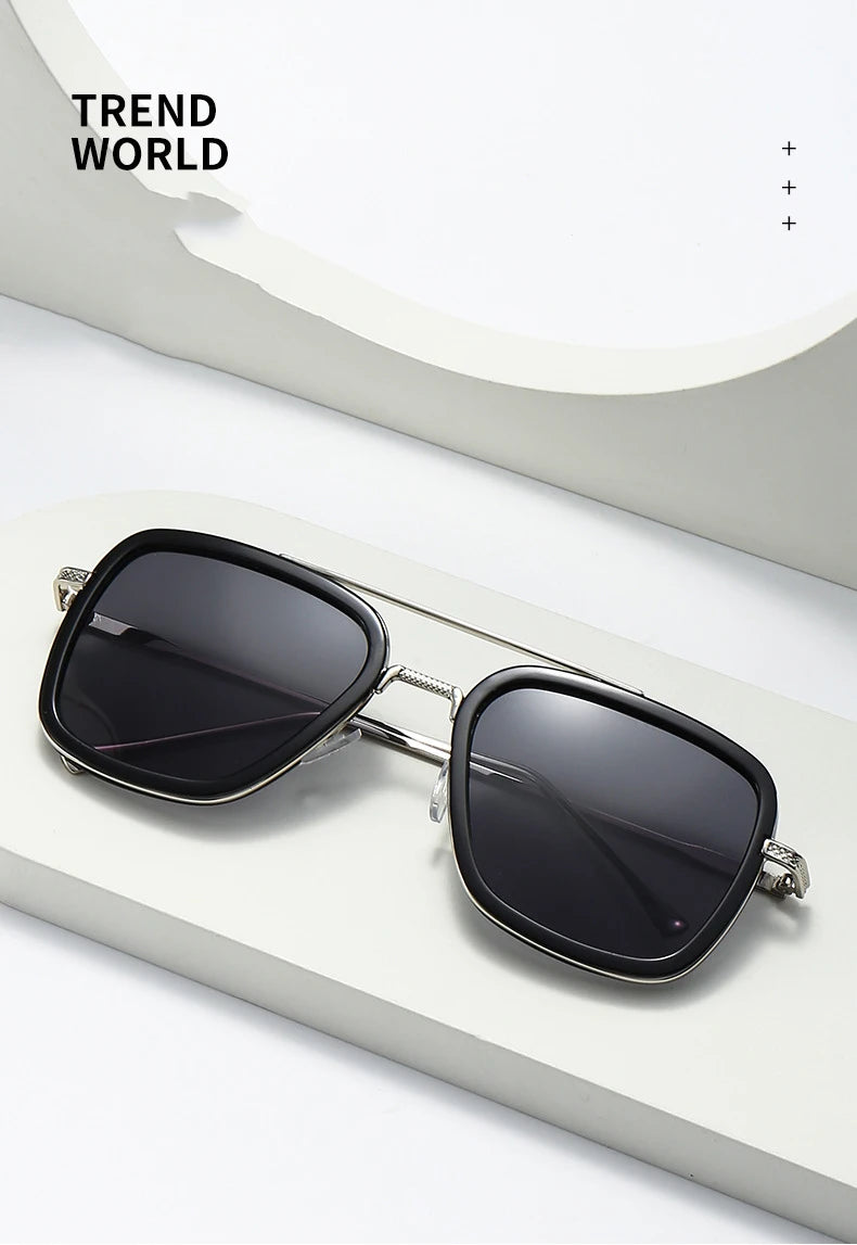 2024 New Square Men Sunglasses Fashion Metal Steampunk Sun Glasses For Women Trendy Outdoor Shades Eyewear Unisex Accessory