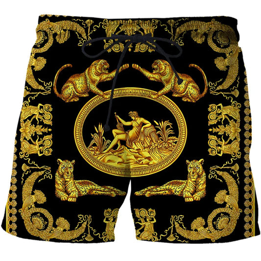 3D Printing Luxury Beach Shorts Pants Men Hawaii Vacation Essentials Swim Trunks Casual Gym Surf Swimsuit Kids Board Ice Shorts
