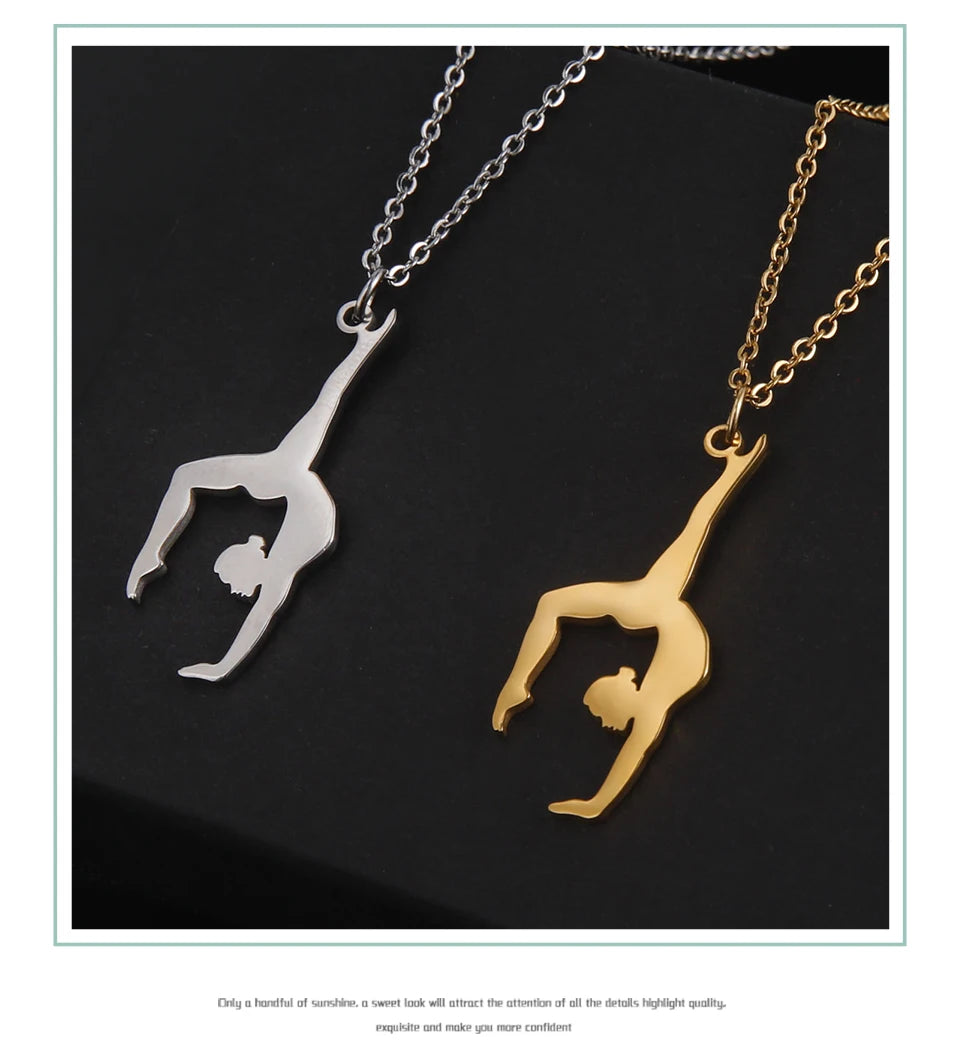 Rhythmic Gymnastics Necklace Women Trend 2025 Gymnast Stainless Steel Jewelry BFF Dancer Girl Sport Accessories Mother Day Gift