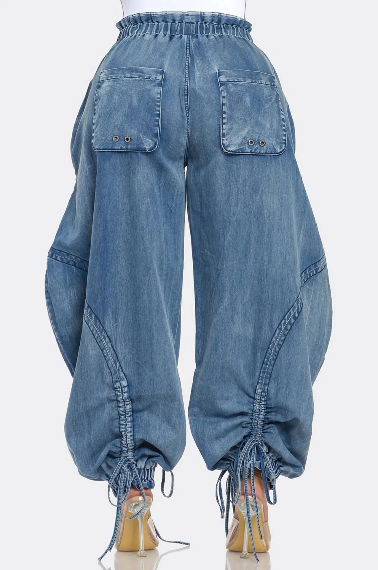 Lace Up Wide Leg Jeans Cargo Pants Sexy Women High Waist Elegant Streetwear Denim Loose Trousers