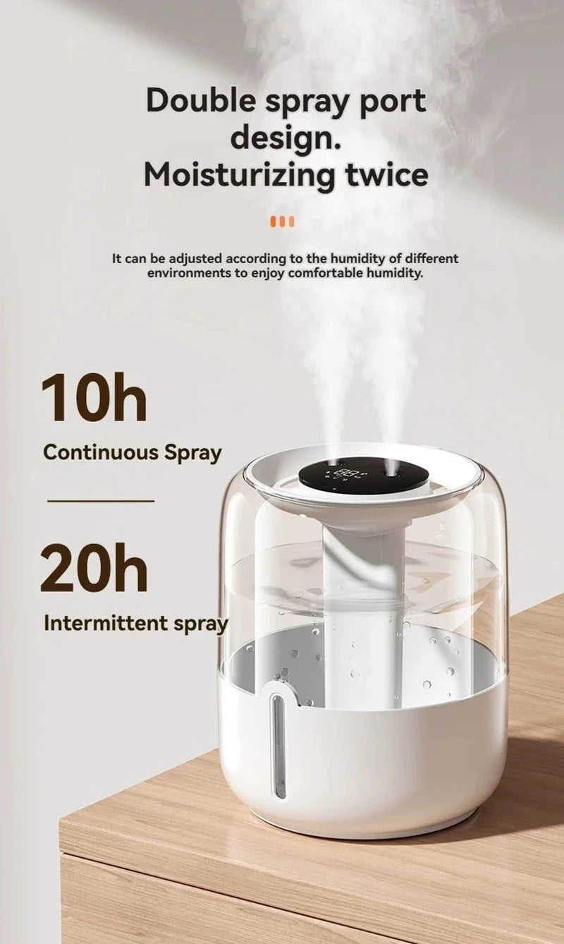 6.8L Large Capacity Humidifier USB Double Spray Quiet Humidifier Home Dormitory Office Bedroom Desktop With Night Light