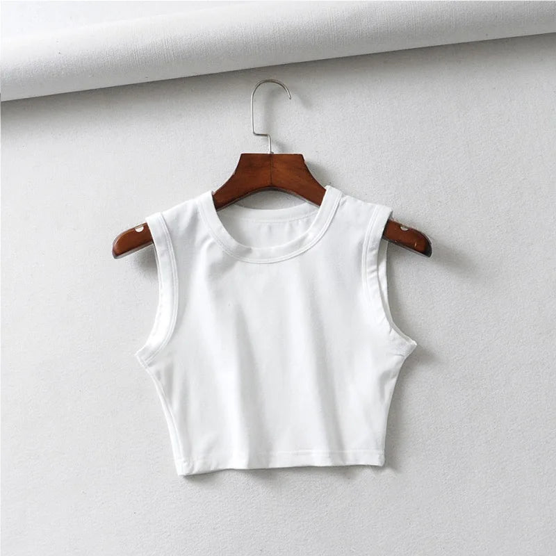 2025 Summer vintage white crop tops women biker black punk sexy tank top korean streetwear cropped sleeveless top feminino