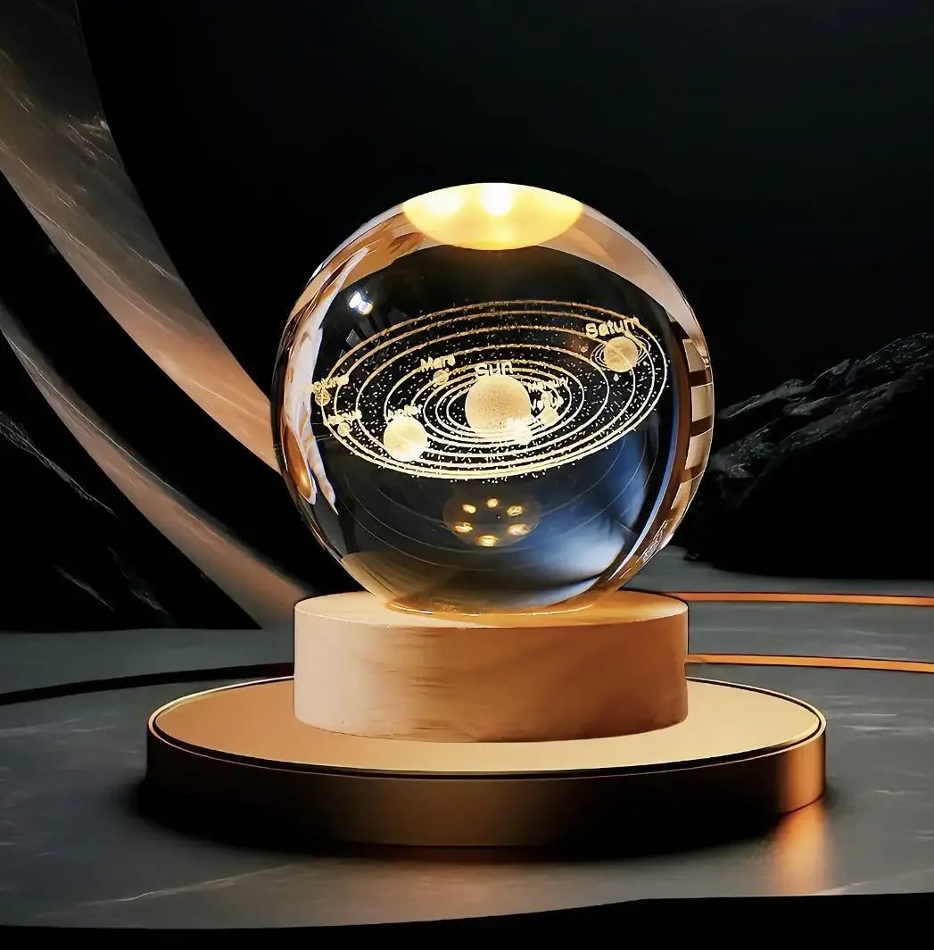 3D Crystal ball Crystal Planet Night Light DIY Laser Engraved Solar System Globe Astronomy Birthday Gift Home Desktop Decoration
