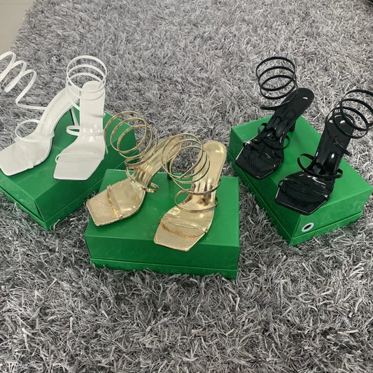 New Fashion Summer Women High Heels Sandals Thin Low Heel Narrow Band Rome Sandal Gladiator Ankle Cross Strap Sandal Shoes Woman