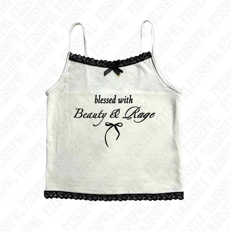 Women Y2k Tank Top Punk Harajuku Letter Print Goth Sexy Crop top Hip Hop Streetwear Sleeveless Top Punk Casual Sling Spice Girls